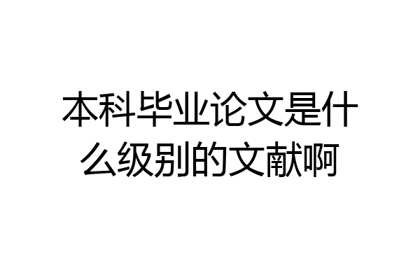 本科毕业论文是什么级别的文献啊