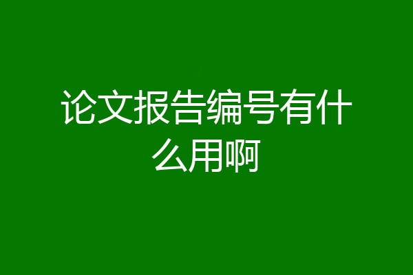 论文报告编号有什么用啊