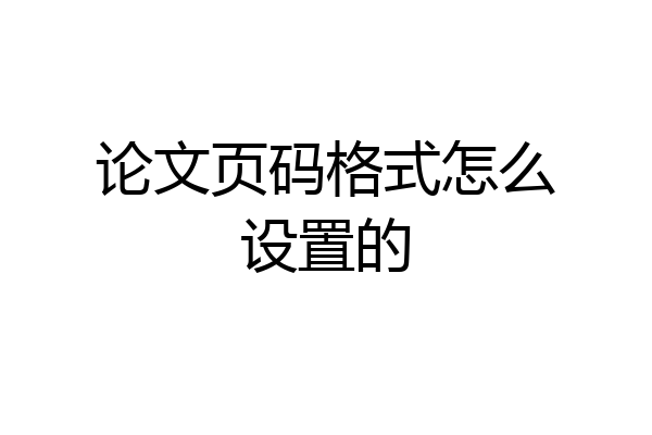 论文页码格式怎么设置的
