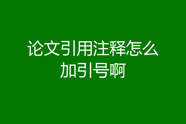 论文引用注释怎么加引号啊