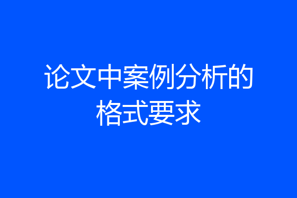 论文中案例分析的格式要求