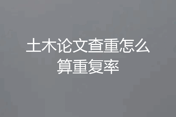 土木论文查重怎么算重复率