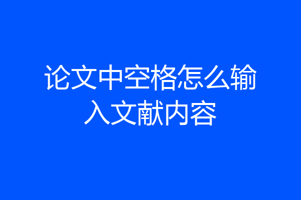 论文中空格怎么输入文献内容