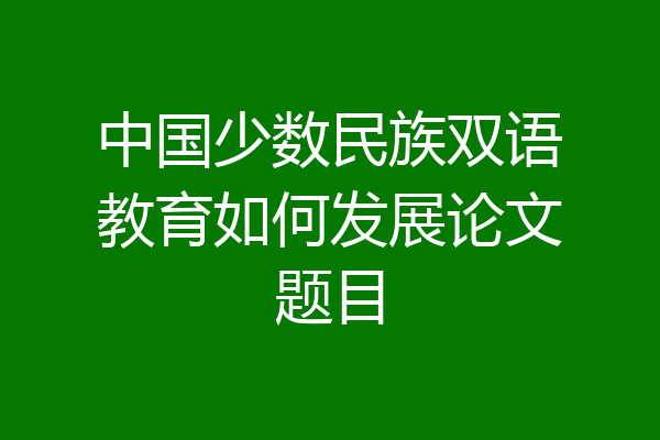中国少数民族双语教育如何发展论文题目