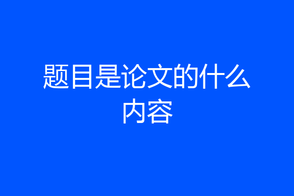 题目是论文的什么内容