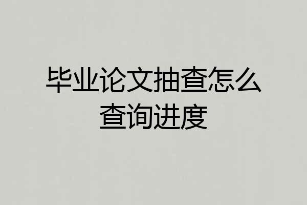 毕业论文抽查怎么查询进度