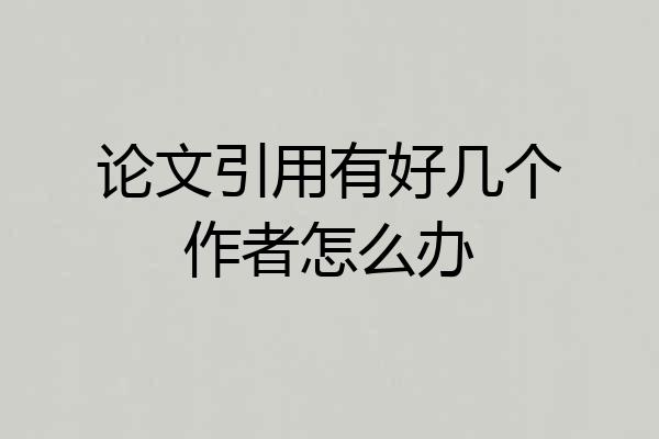 论文引用有好几个作者怎么办