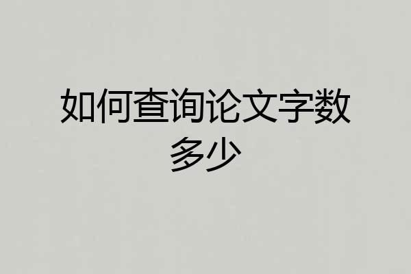 如何查询论文字数多少