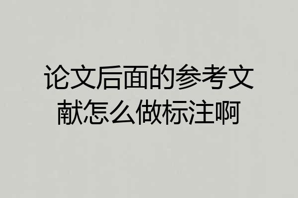 论文后面的参考文献怎么做标注啊