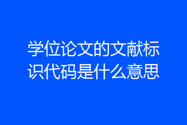 学位论文的文献标识代码是什么意思