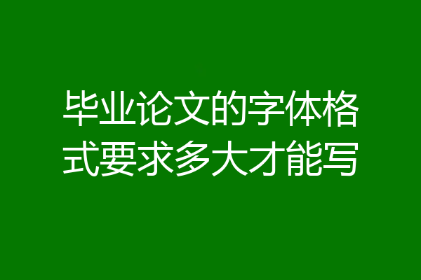 毕业论文的字体格式要求多大才能写