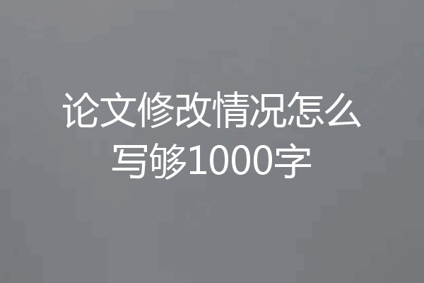论文修改情况怎么写够1000字