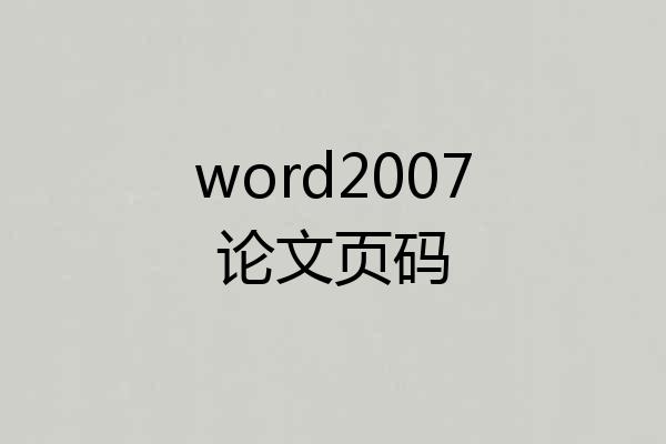 word2007论文页码