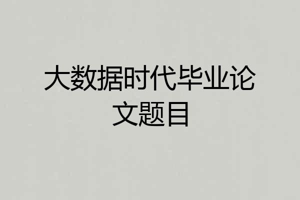 大数据时代毕业论文题目