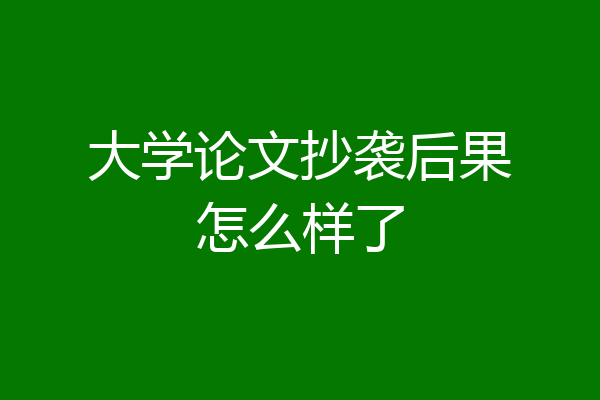 大学论文抄袭后果怎么样了