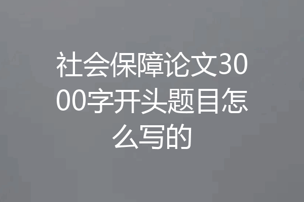社会保障论文3000字开头题目怎么写的