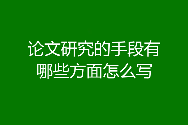 论文研究的手段有哪些方面怎么写
