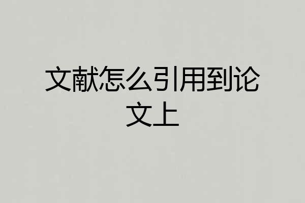 文献怎么引用到论文上