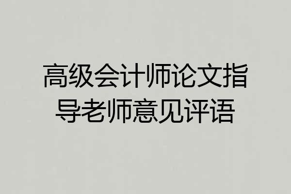 高级会计师论文指导老师意见评语