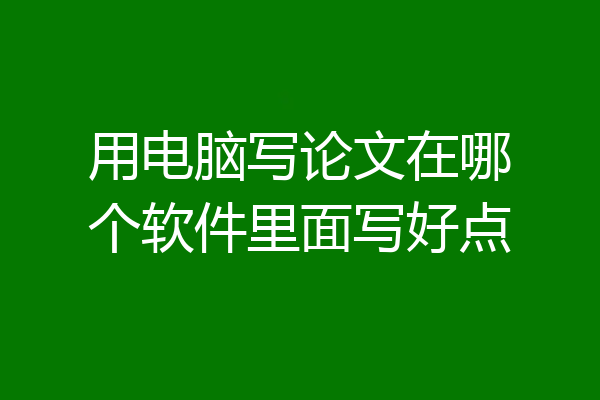 用电脑写论文在哪个软件里面写好点
