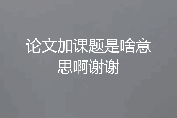 论文加课题是啥意思啊谢谢