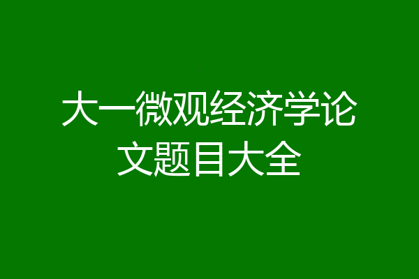大一微观经济学论文题目大全