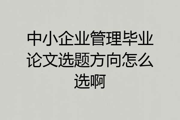 中小企业管理毕业论文选题方向怎么选啊
