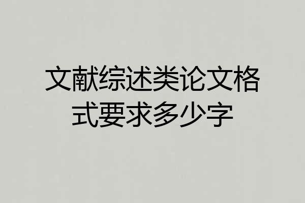文献综述类论文格式要求多少字