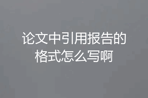论文中引用报告的格式怎么写啊