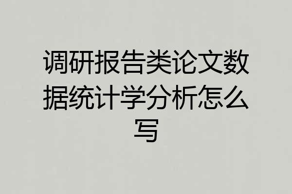 调研报告类论文数据统计学分析怎么写
