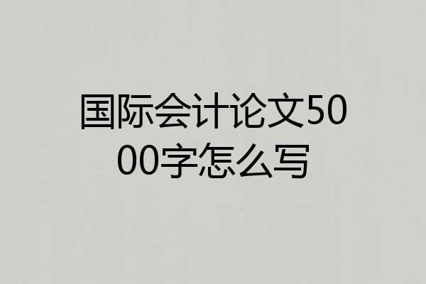国际会计论文5000字怎么写