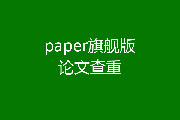 paper旗舰版论文查重