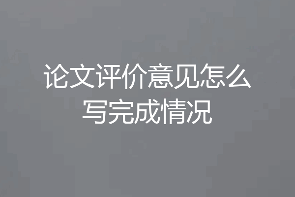 论文评价意见怎么写完成情况