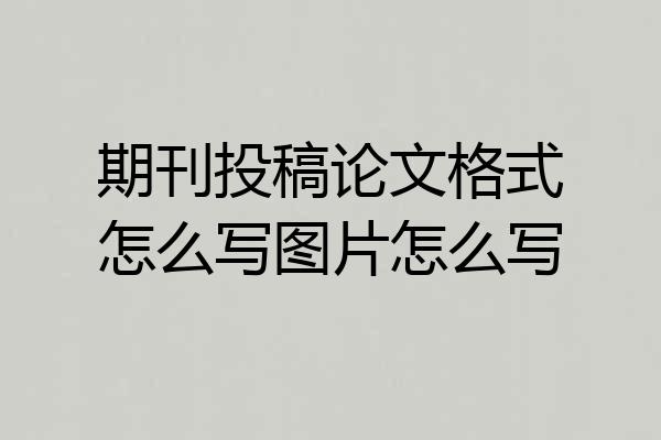 期刊投稿论文格式怎么写图片怎么写