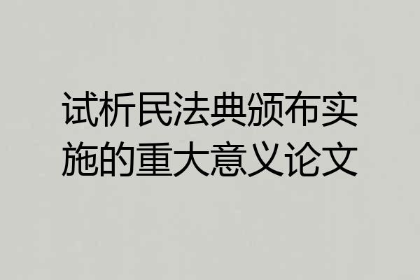 试析民法典颁布实施的重大意义论文