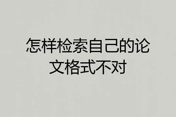 怎样检索自己的论文格式不对