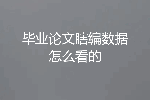毕业论文瞎编数据怎么看的
