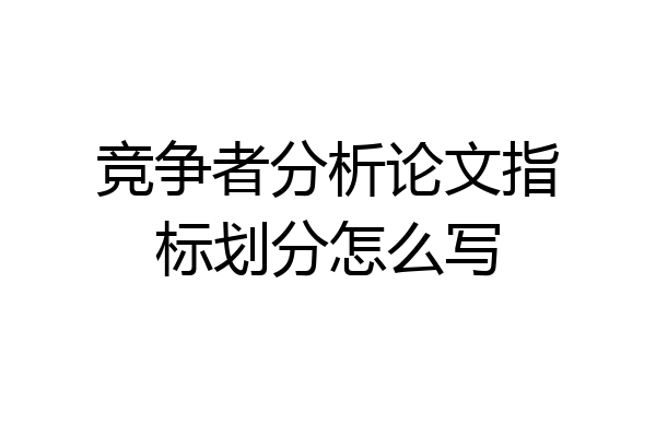 竞争者分析论文指标划分怎么写