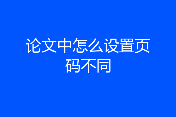 论文中怎么设置页码不同