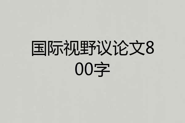 国际视野议论文800字