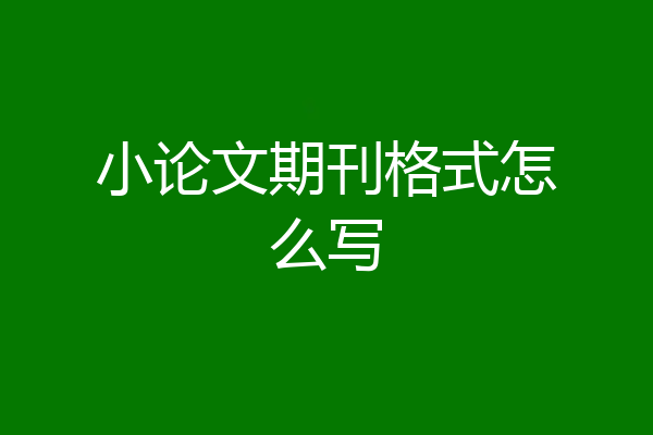 小论文期刊格式怎么写