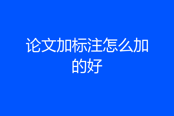 论文加标注怎么加的好