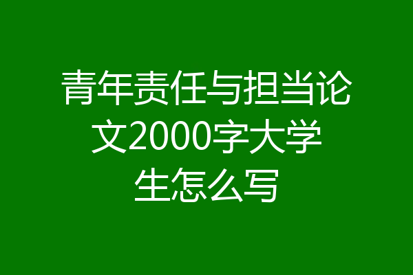 青年责任与担当论文2000字大学生怎么写