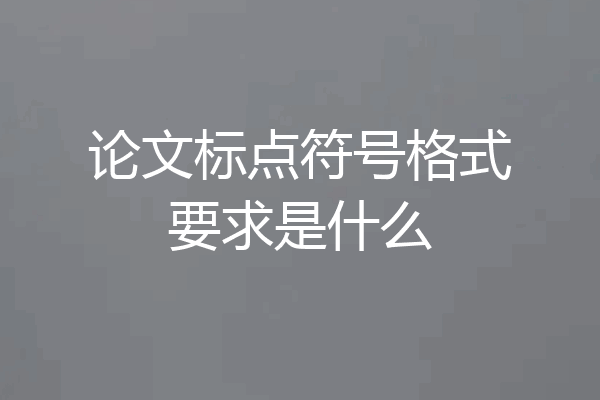 论文标点符号格式要求是什么
