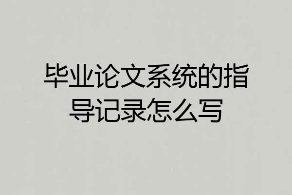 毕业论文系统的指导记录怎么写
