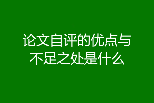 论文自评的优点与不足之处是什么