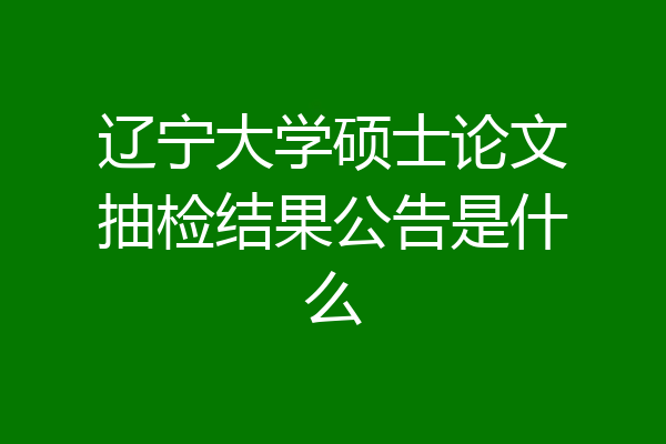 辽宁大学硕士论文抽检结果公告是什么