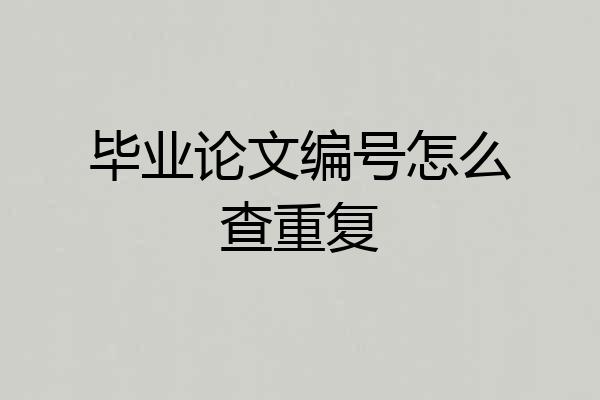 毕业论文编号怎么查重复