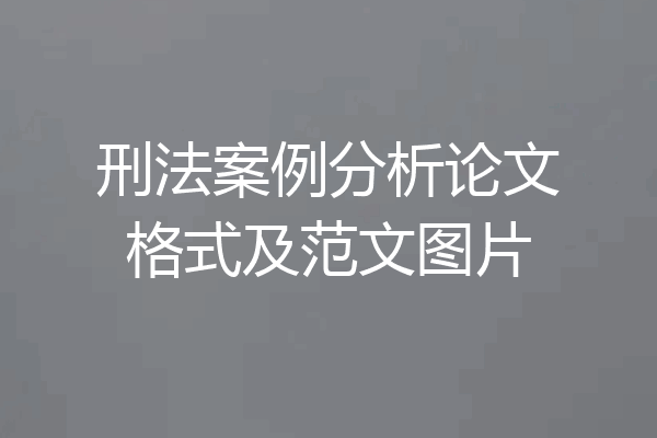 刑法案例分析论文格式及范文图片