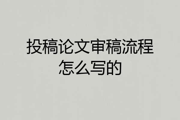 投稿论文审稿流程怎么写的